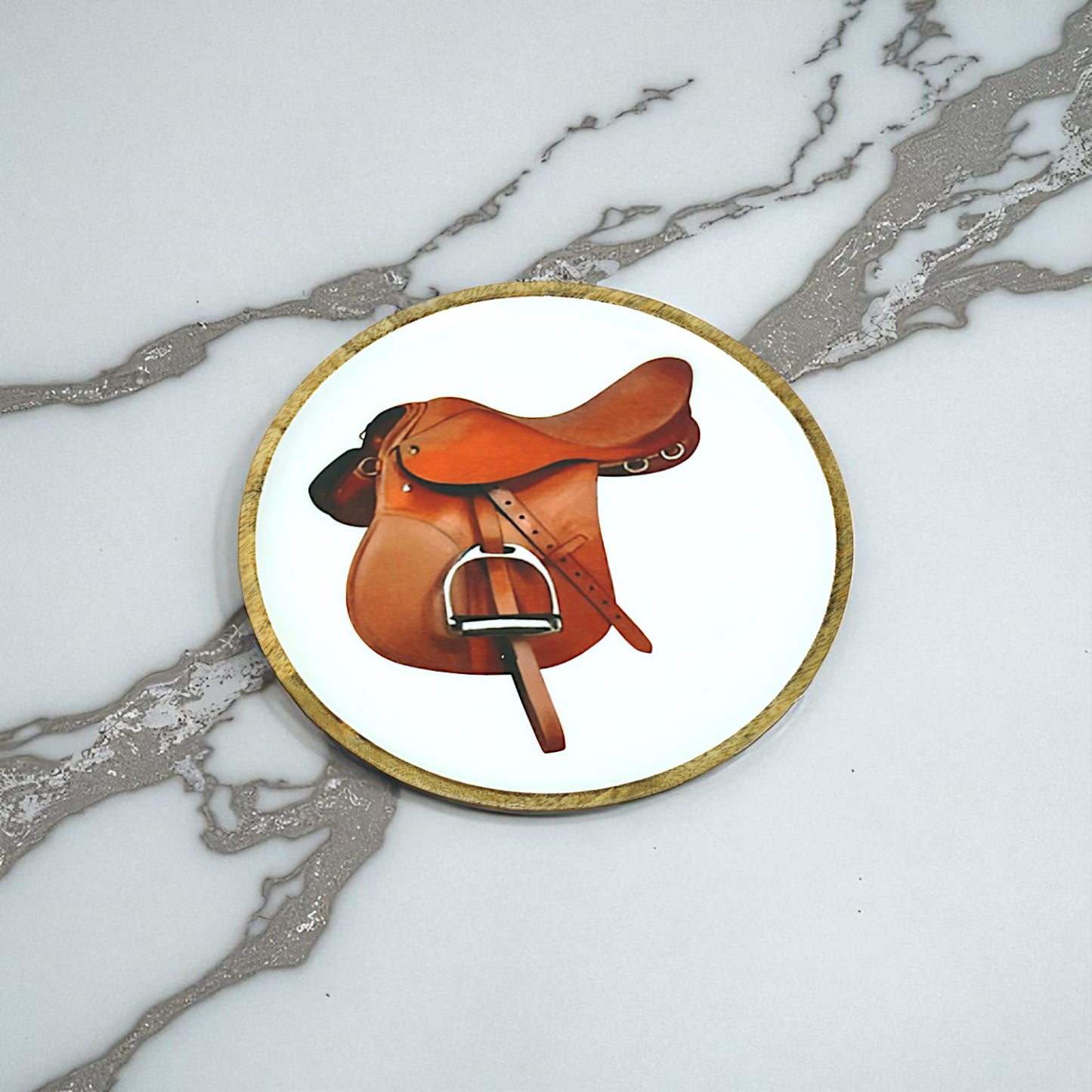 Horse Saddle Plate Acrylic Finish Round 10"