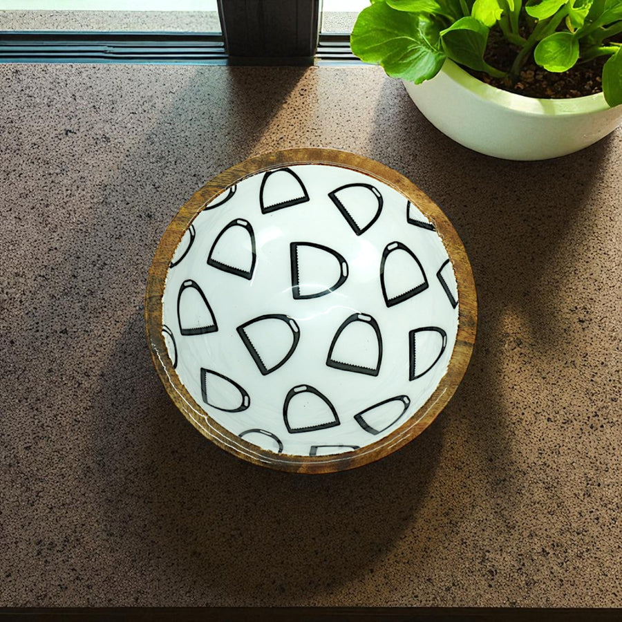 Horse Stirrup Bowl Acrylic Finish Round 10"