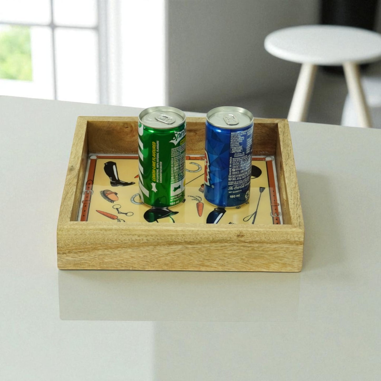 Equestrian Tray Acrylic Finish Square 10"