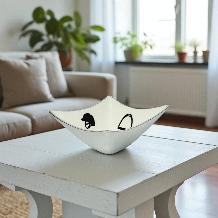 Equestrian Bowl Acrylic Finish 4-Corner Square 9"