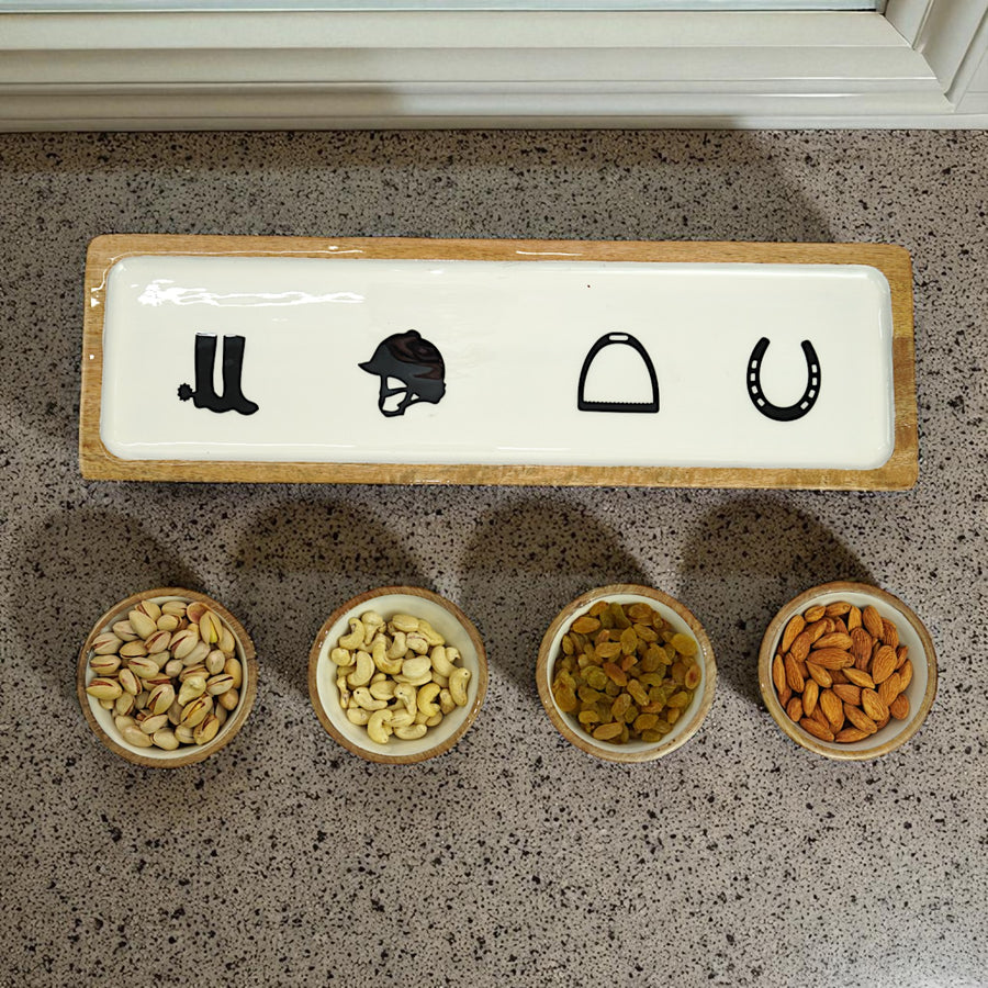 Equestrian Bowls with Tray Acrylic Finish