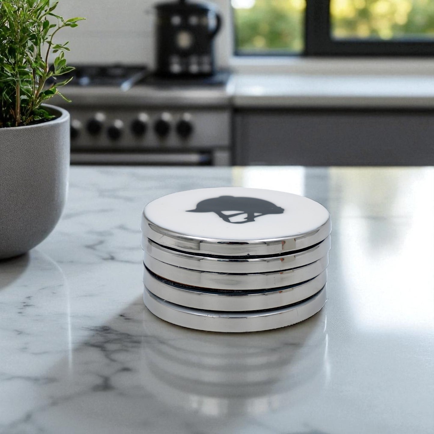 Horse Helmet Coaster Acrylic Finish 3.5"