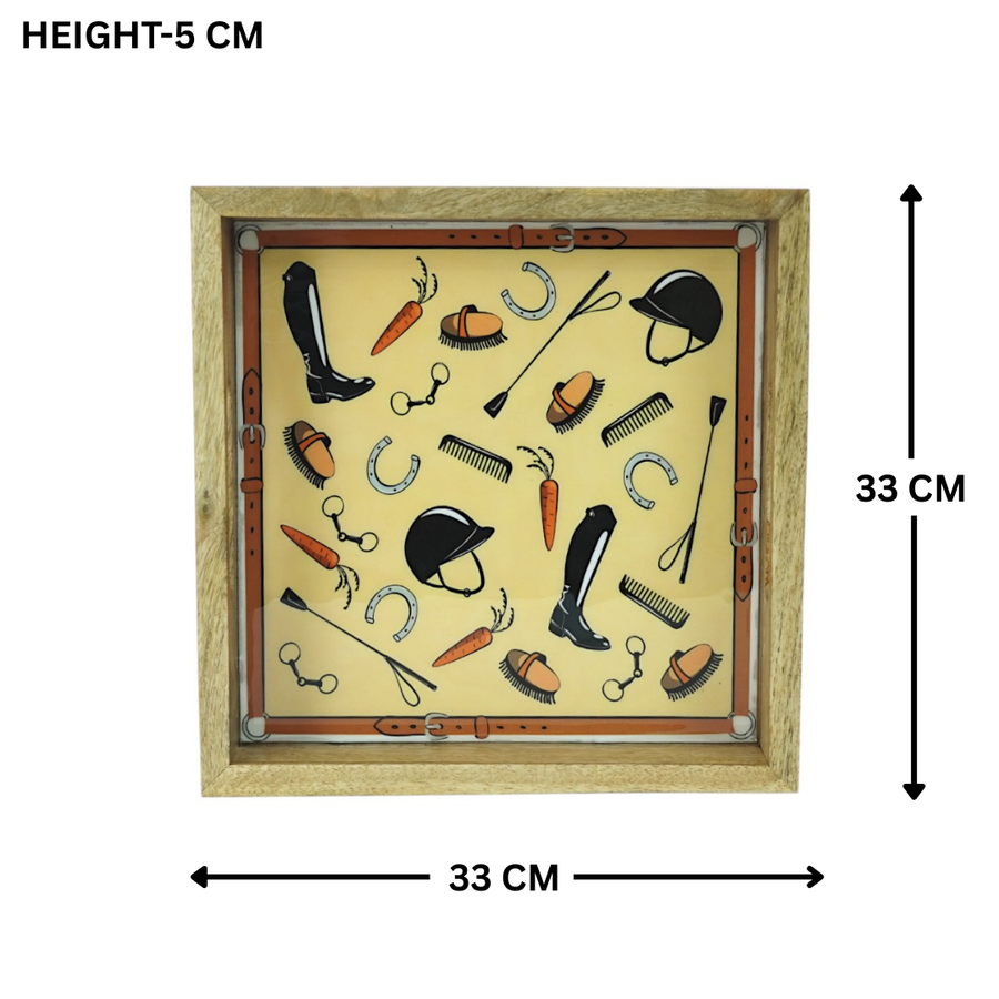 Equestrian Tray Acrylic Finish Square 13"