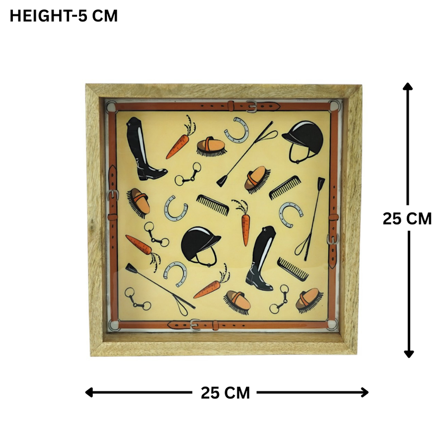 Equestrian Tray Acrylic Finish Square 10"