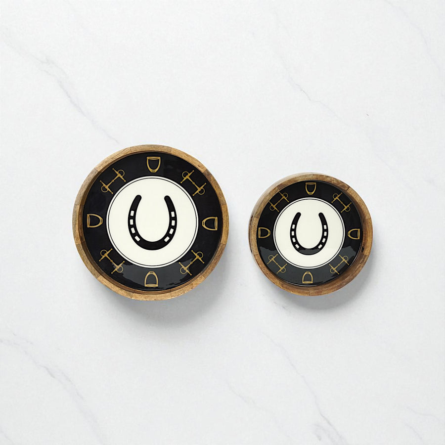 Horse Shoe Bit Stirrup Tray Acrylic Finish Round 13"