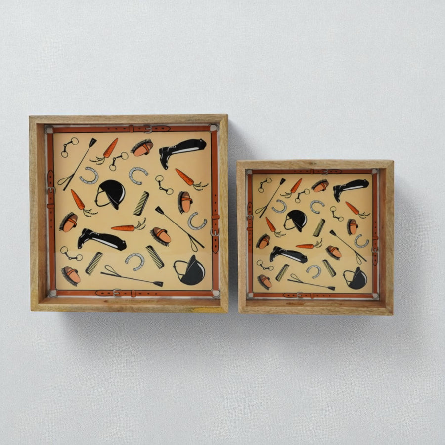 Equestrian Tray Acrylic Finish Square 13"