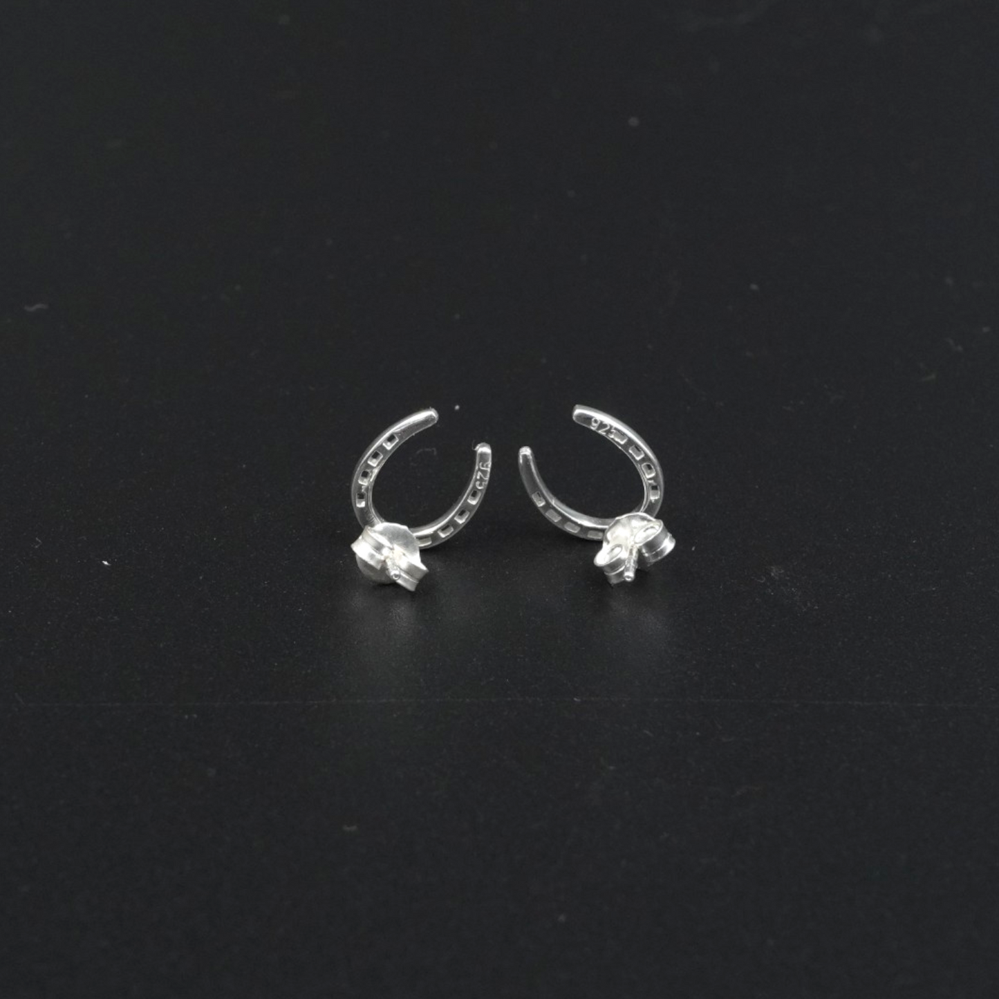Horseshoe Earrings Silver Plated | Equestrian Lucky Horseshoe Stud Earrings