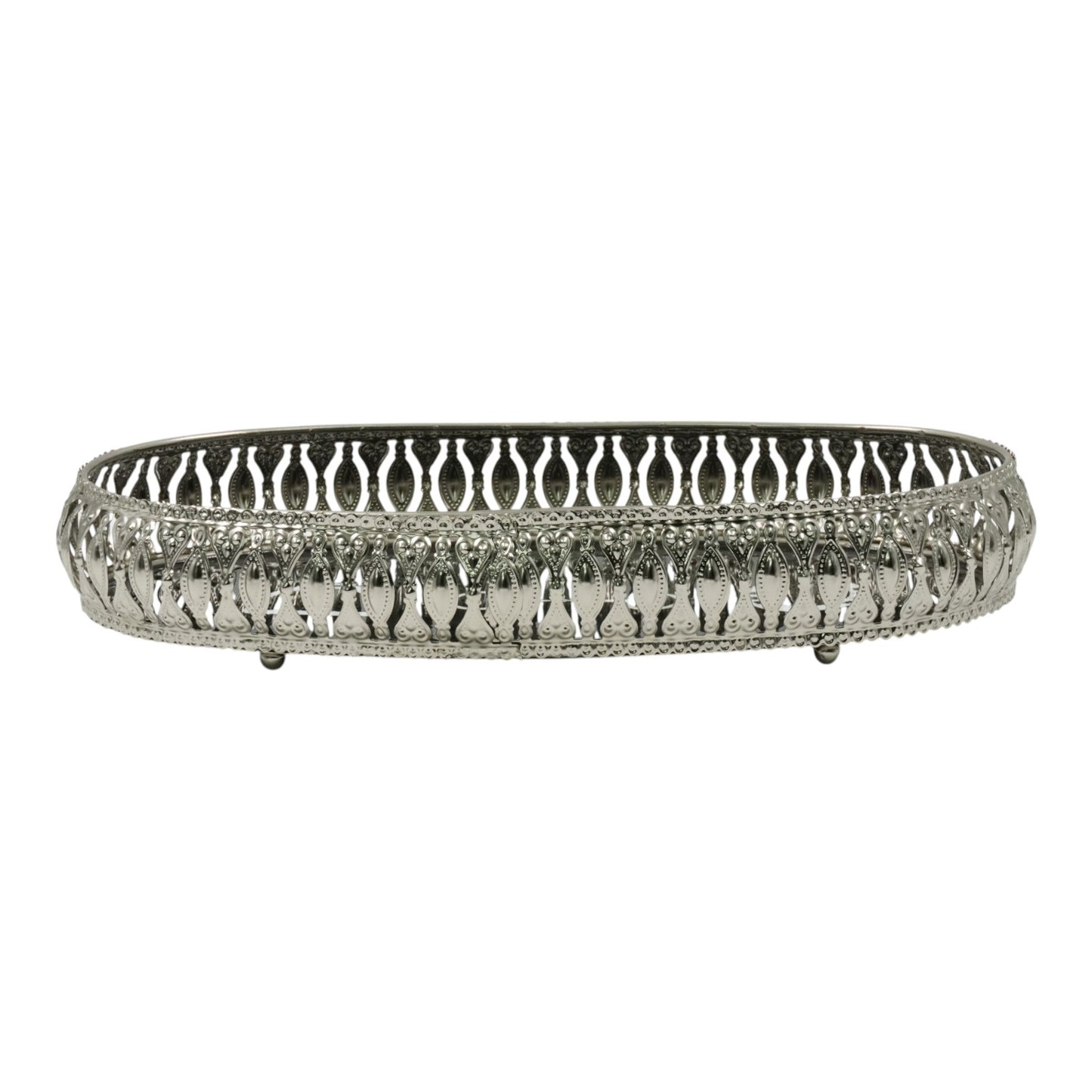 Equestrian Symbols Decorative Tray 9 x 5 Inch - Full Nickel Powder Coated Black Base Metal Tray