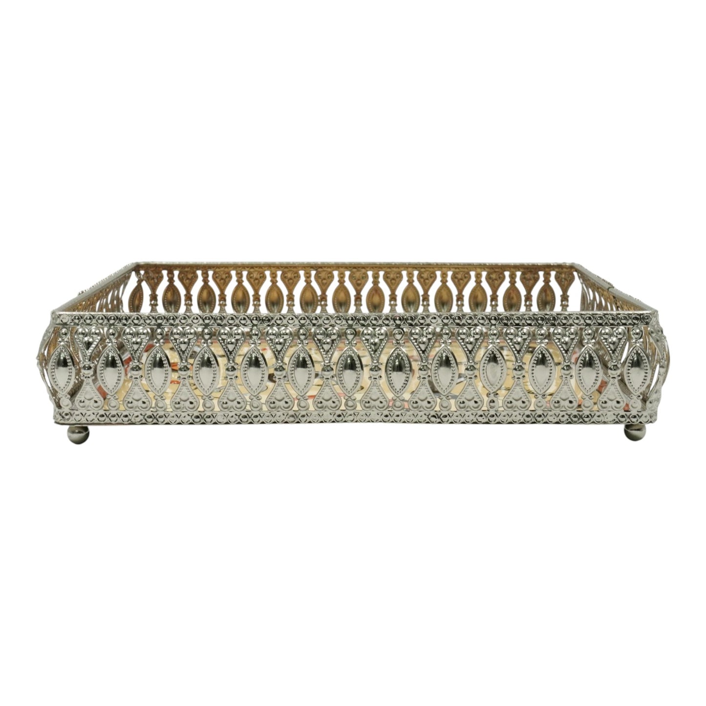 Equestrian Motifs Decorative Tray 6 Inch Square - Nickel Powder Coated Acrylic Finish
