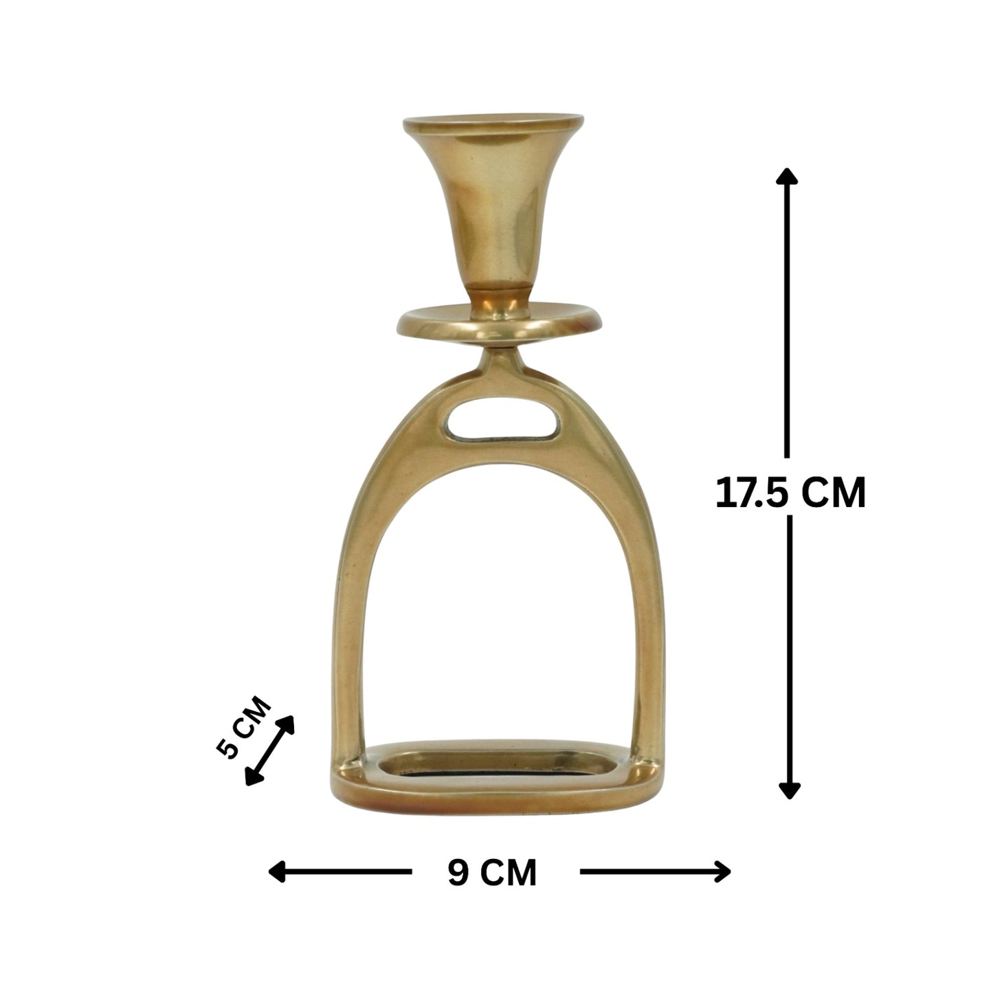 Equestrian Decor Stirrup Candle Holder-Brass Antique-17.5X9X5 CM