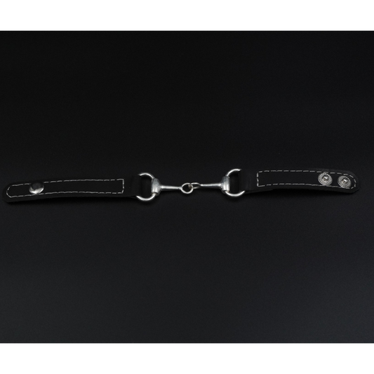 Horse Bit Bracelet - Black Leather with Silver Plated Brass Bit | Equestrian Bracelet for Horse Lovers