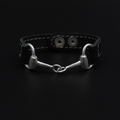Horse Bit Bracelet - Black Leather with Silver Plated Brass Bit | Equestrian Bracelet for Horse Lovers