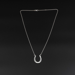 Silver Plated Brass Horseshoe Necklace - 16 Inch Chain | Equestrian Jewelry & Good Luck Charm