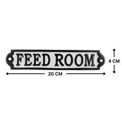 Feed Room Sign Cast Aluminium 20x4cm - Horse Stable & Tack Room Plaque