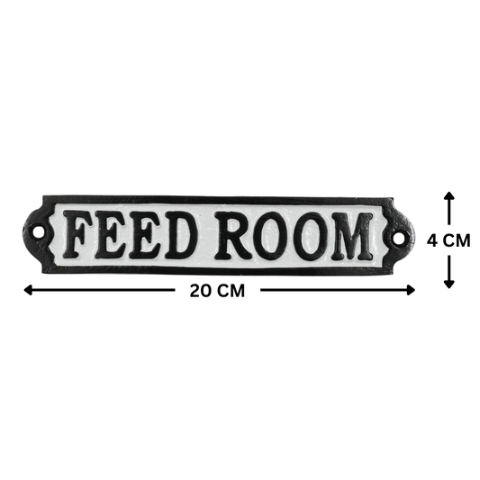 Feed Room Sign Cast Aluminium 20x4cm - Horse Stable & Tack Room Plaque