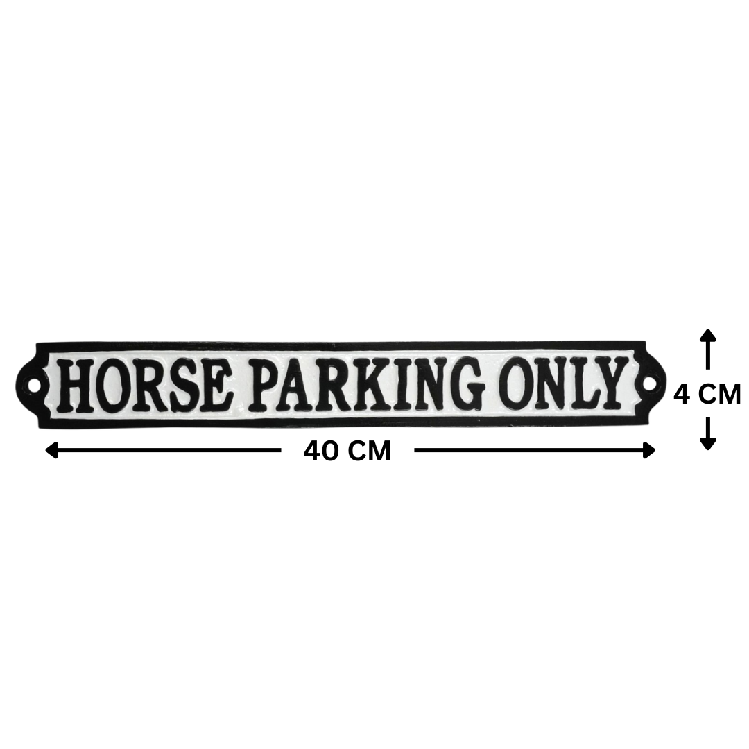 Horse Parking Only Sign Cast Aluminium 40x4cm - Stable Yard & Equestrian Parking Plaque