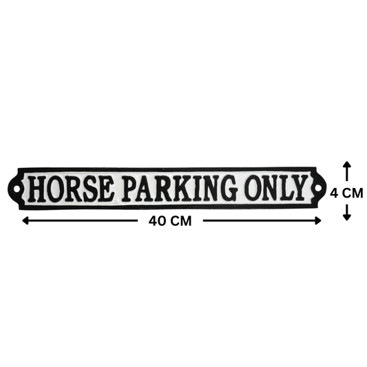 Horse Parking Only Sign Cast Aluminium 40x4cm - Stable Yard & Equestrian Parking Plaque