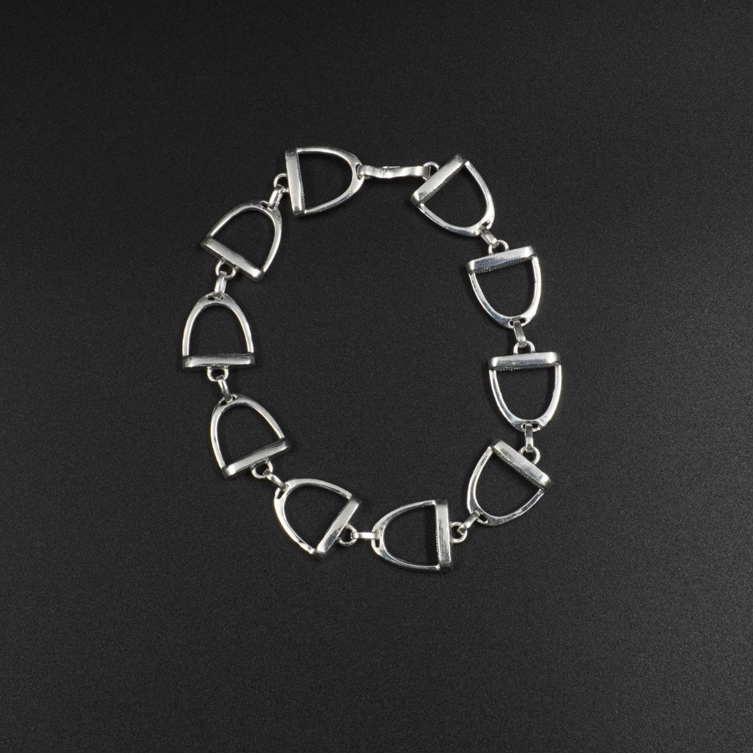 Equestrian Stirrup Bracelet - Silver Plated Brass Horse Riding Jewellery | 7.5 Inch Chain