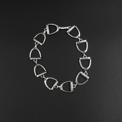 Equestrian Stirrup Bracelet - Silver Plated Brass Horse Riding Jewellery | 7.5 Inch Chain
