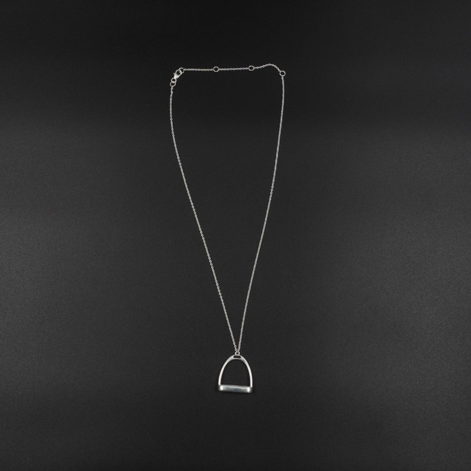 Horse Stirrup Necklace - Silver Plated Brass Pendant on 16 Inch Chain | Equestrian Jewellery