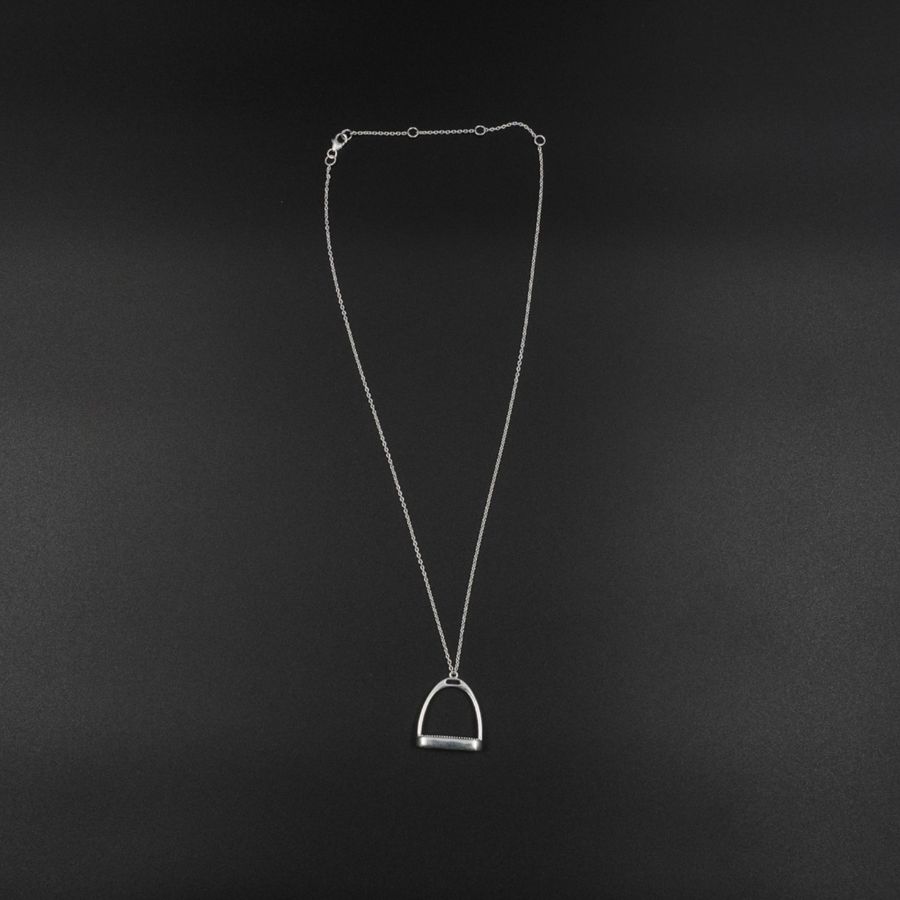 Horse Stirrup Necklace - Silver Plated Brass Pendant on 16 Inch Chain | Equestrian Jewellery