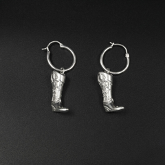 Equestrian Riding Boot Hoop Earrings - Silver Plated Dangle Earrings | Horse Rider Jewellery