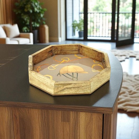 Equestrian Tray Acrylic Finish Octagonal 10"
