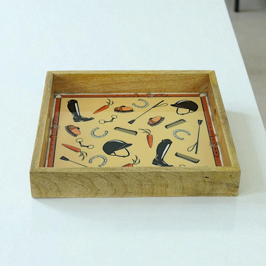 Equestrian Tray Acrylic Finish Square 13"