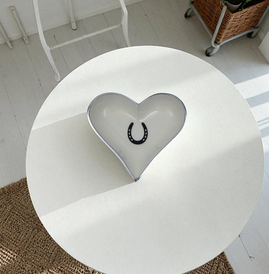 Horse Shoe Bowl Acrylic Finish Heart Shape 8"