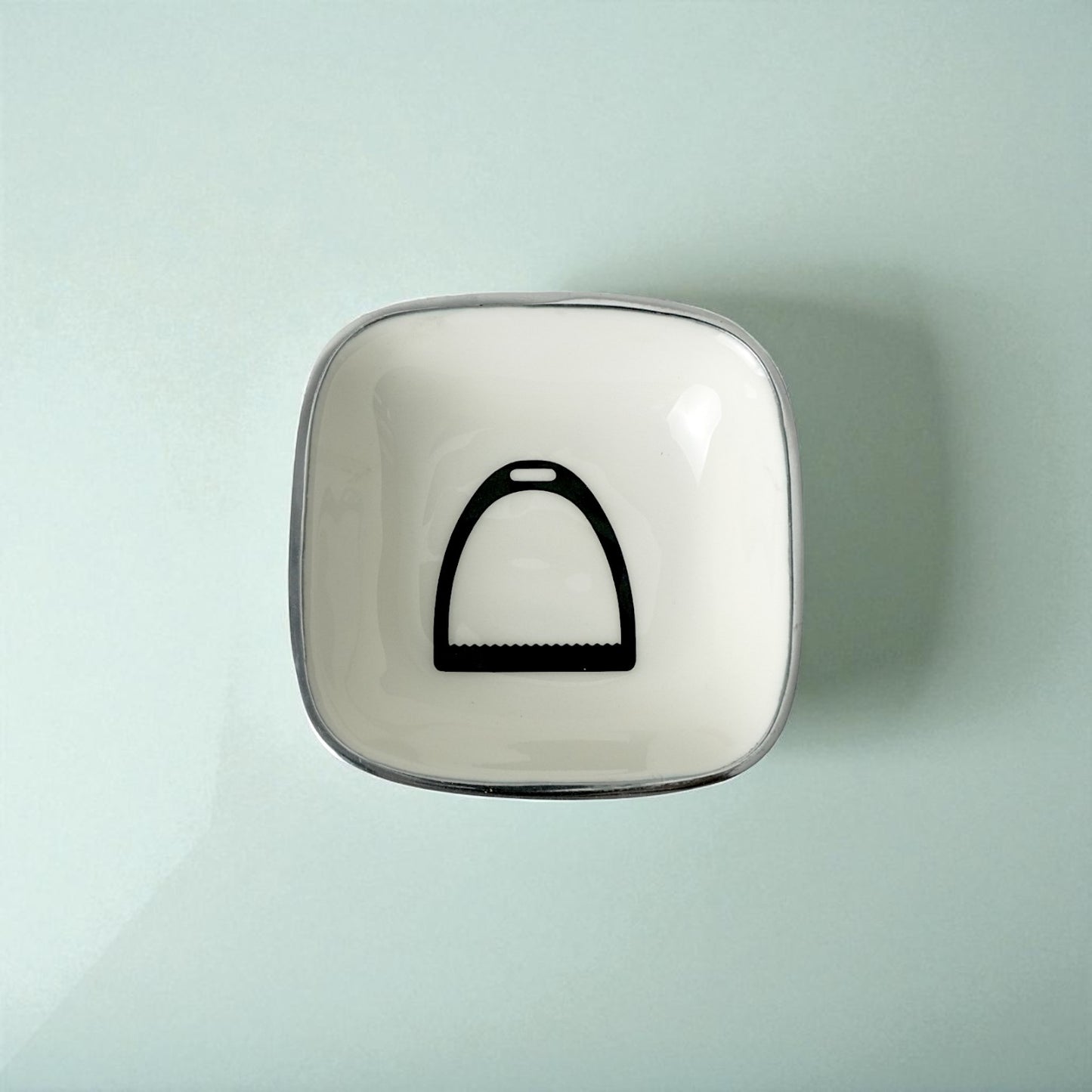 Horse Stirrup Bowl Acrylic Finish Square 4.5"