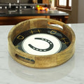 Horse Shoe Bit Stirrup Tray Acrylic Finish Round 10"