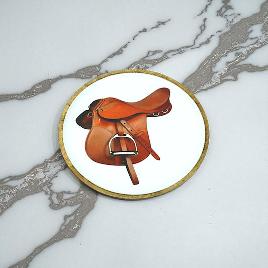 Horse Saddle Plate Acrylic Finish Round 8"