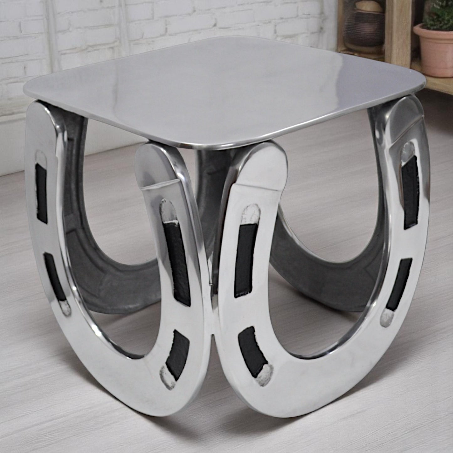 Horse Shoe Stool Side Table