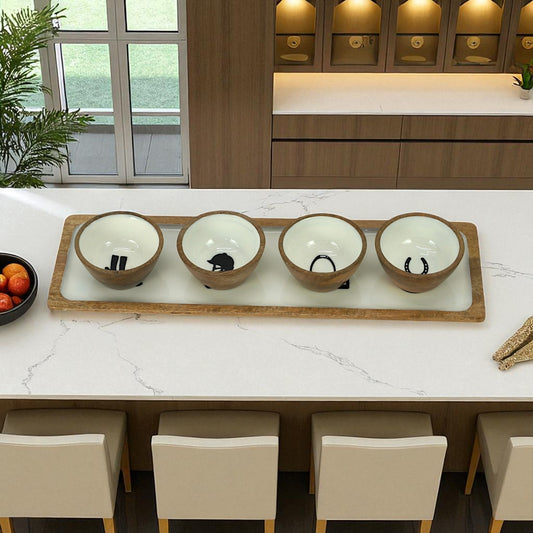 Equestrian Bowls with Tray Acrylic Finish