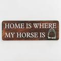 Home Is Where My Horse Is Wall Sign with Stirrup | Mango Wood & Nickel Plated Stirrup | Equestrian Wall Decor