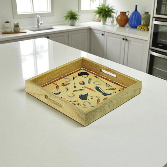 Equestrian Tray Acrylic Finish Square 10"