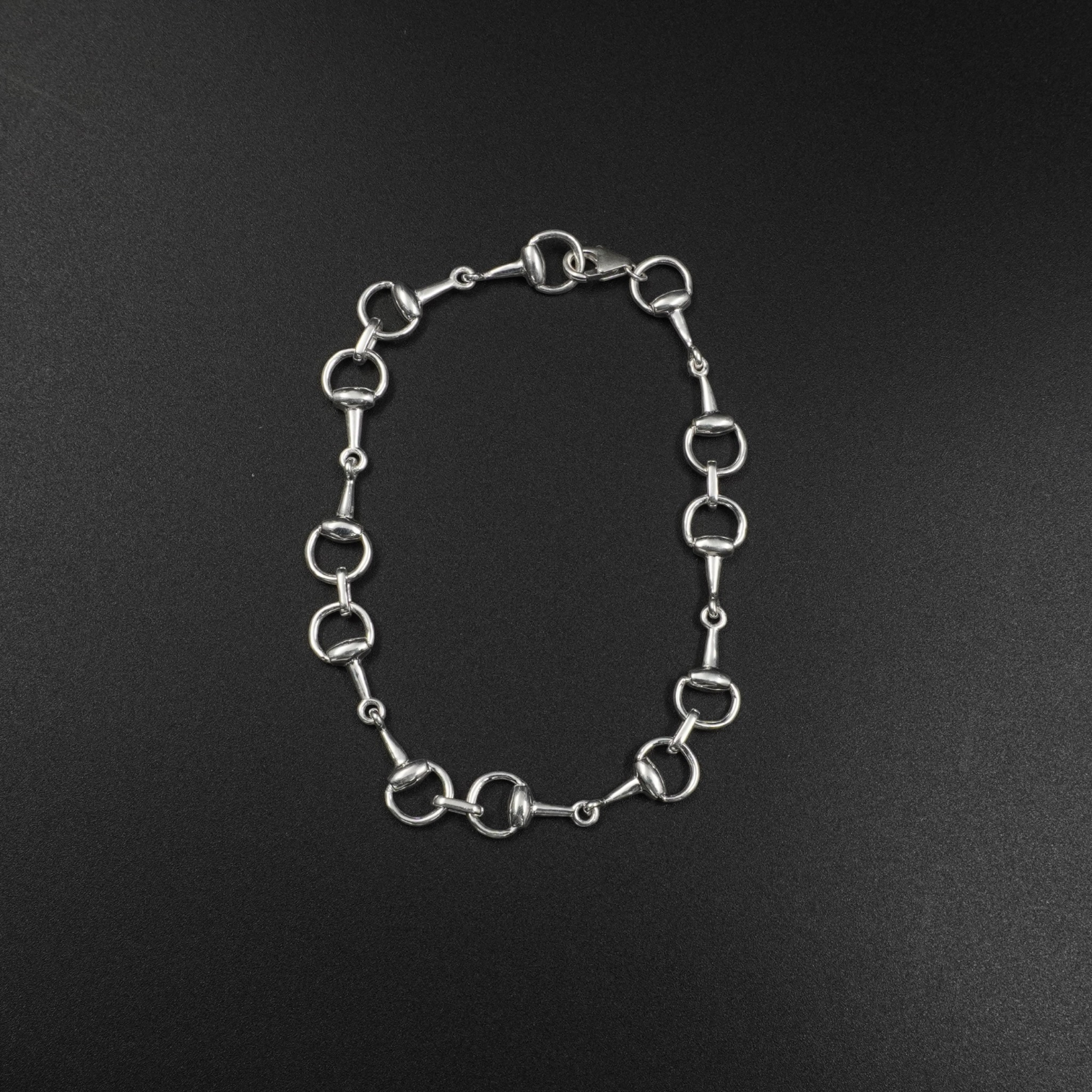 Horse Bit Bracelet - Silver Plated Brass Chain Link Equestrian Bracelet | 7.5 Inch Total Length with Extension
