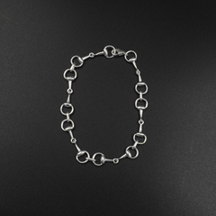 Horse Bit Bracelet - Silver Plated Brass Chain Link Equestrian Bracelet | 7.5 Inch Total Length with Extension