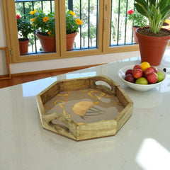 Equestrian Tray Acrylic Finish Octagonal 14"