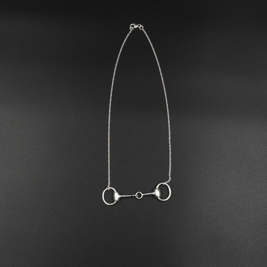Horse Bit Necklace - Silver Plated Brass Equestrian Pendant Necklace | 16 Inch Chain for Horse Lovers