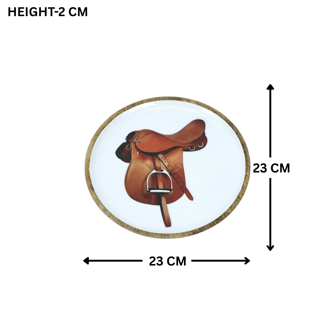 Horse Saddle Plate Acrylic Finish Round 9"