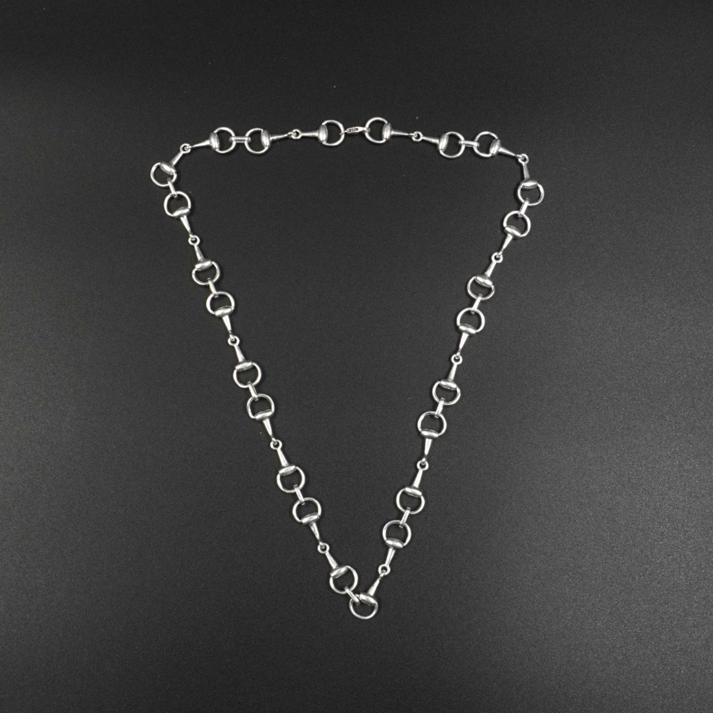 Equestrian Horse Bit Silver Plated Brass Necklace | 16 Inch Snaffle Bit Chain