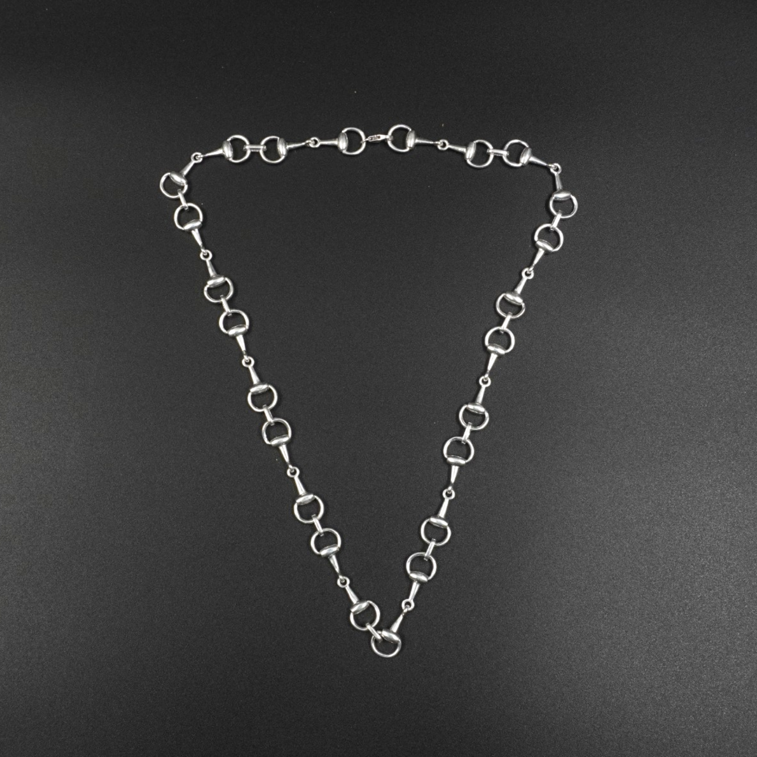 Equestrian Horse Bit Silver Plated Brass Necklace | 16 Inch Snaffle Bit Chain