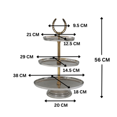 Horse Shoe Cake Stand 3-Tier Oval