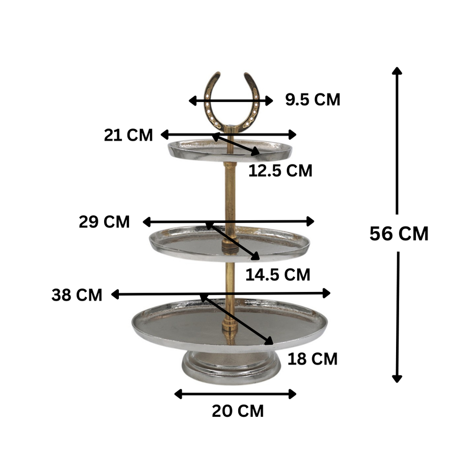 Horse Shoe Cake Stand 3-Tier Oval
