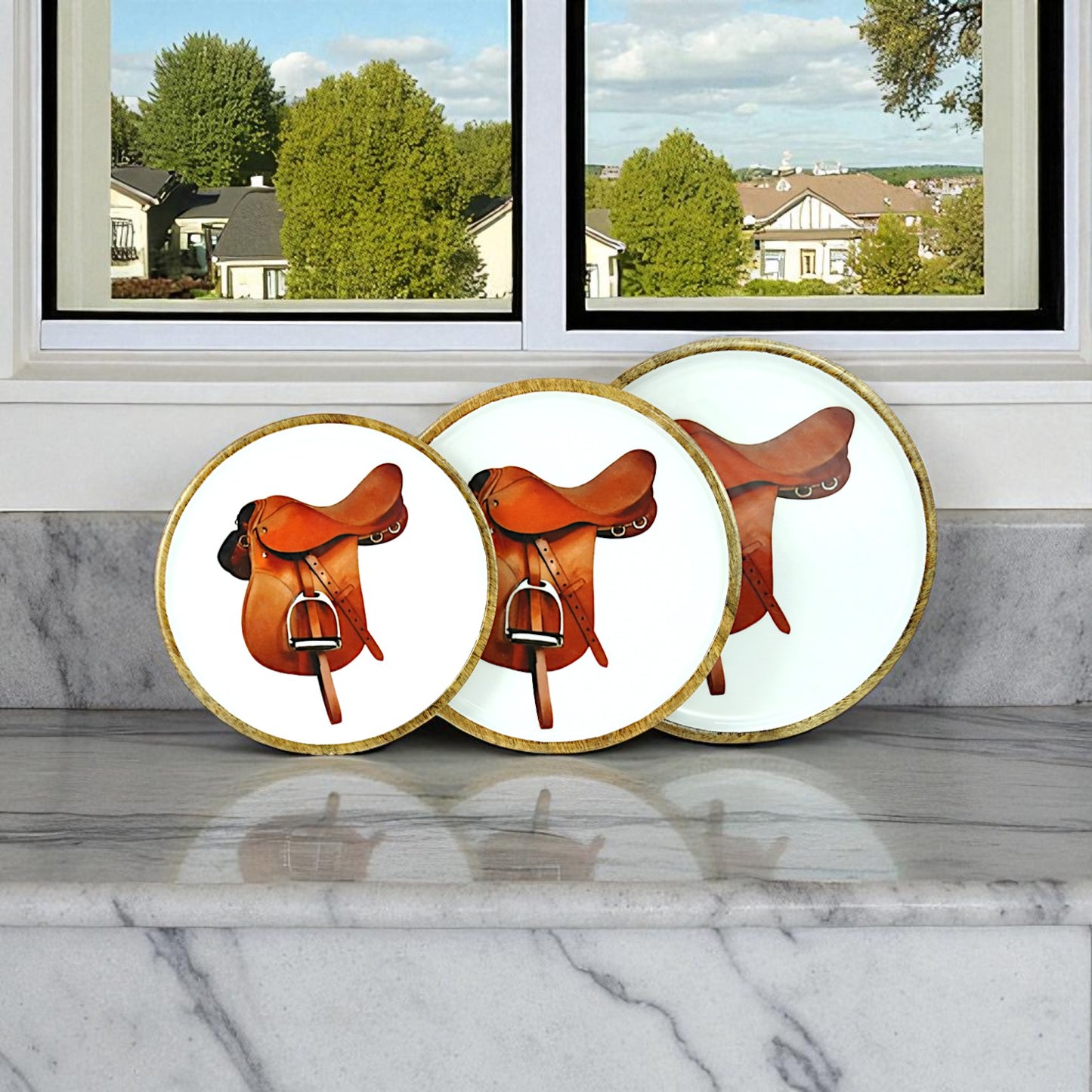Horse Saddle Plate Acrylic Finish Round 10"