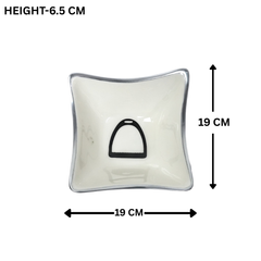 Horse Stirrup Bowl Acrylic Finish 4-Corner Square 7.5"