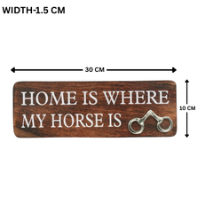 Home Is Where My Horse Is Wall Sign | Mango Wood & Nickel Plated Horse Bit | Equestrian Wall Decor