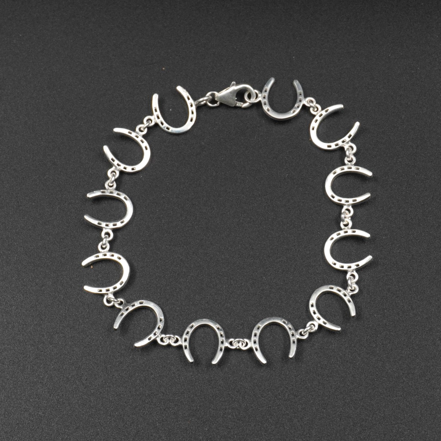 Horseshoe Bracelet Silver Plated | Equestrian Lucky Horseshoe Chain Bracelet 7.5 Inch