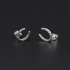 Horseshoe Earrings Silver Plated | Equestrian Lucky Horseshoe Stud Earrings